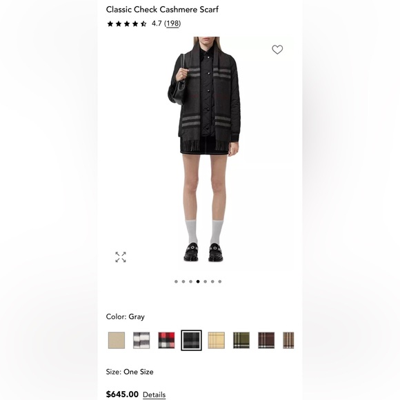 Burberry London England Black Gray Red Check 100% Cashmere Scotland Scarf - Picture 3 of 11